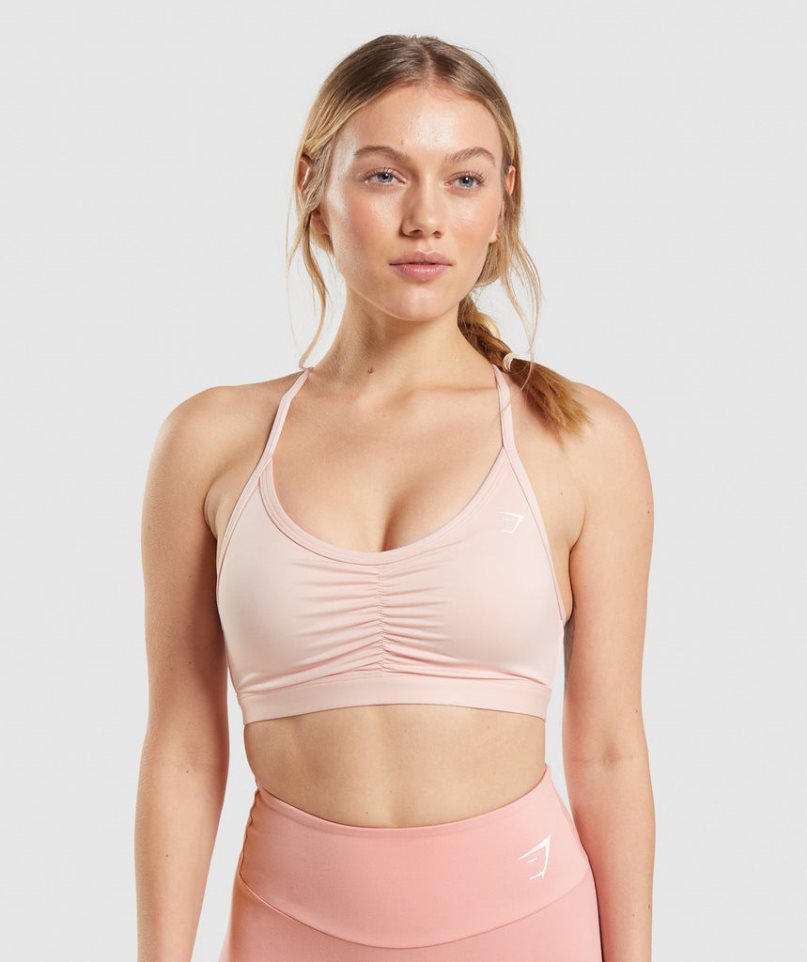 Women\'s Gymshark Ruched Sports Bra Light Pink | NZ 5ZTOYR